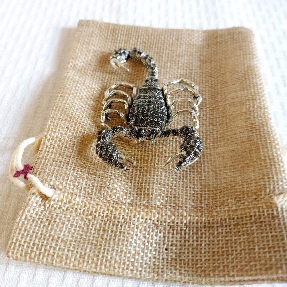 Black Rhinestone Scorpion Pin Broach - Picture 4 of 5